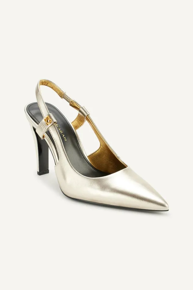 Women DONNA SLINGBACK PUMP White Gold Donna Karan New York Heels And Wedges