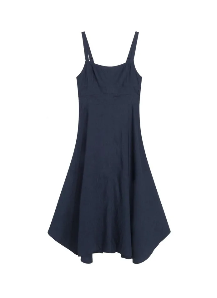 Women Dresses ALC Harlow Linen Midi Dress Navy