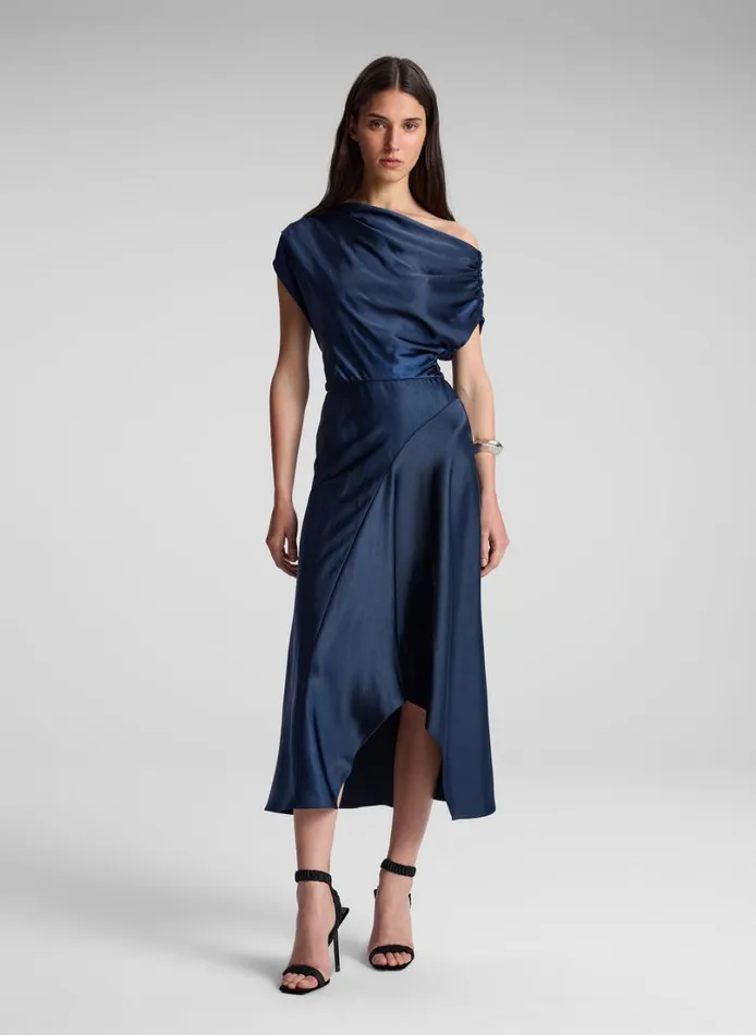 Women Dresses ALC Jasmine Satin Midi Dress Dark Sapphire