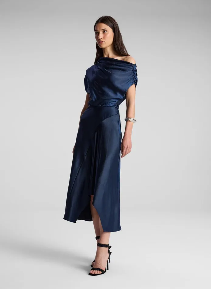 Women Dresses ALC Jasmine Satin Midi Dress Dark Sapphire