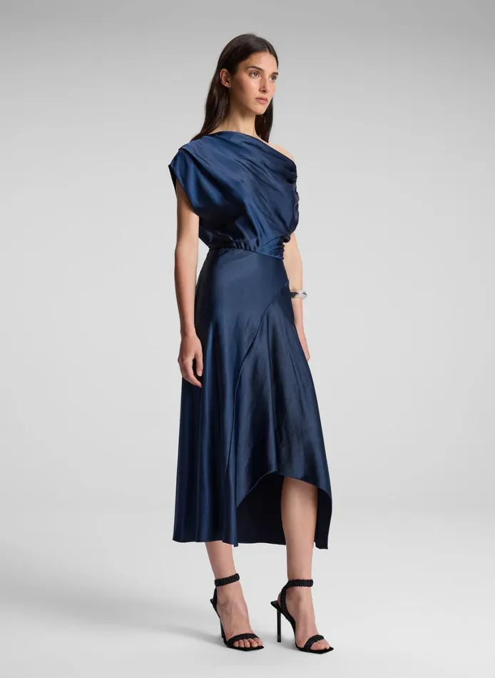 Women Dresses ALC Jasmine Satin Midi Dress Dark Sapphire