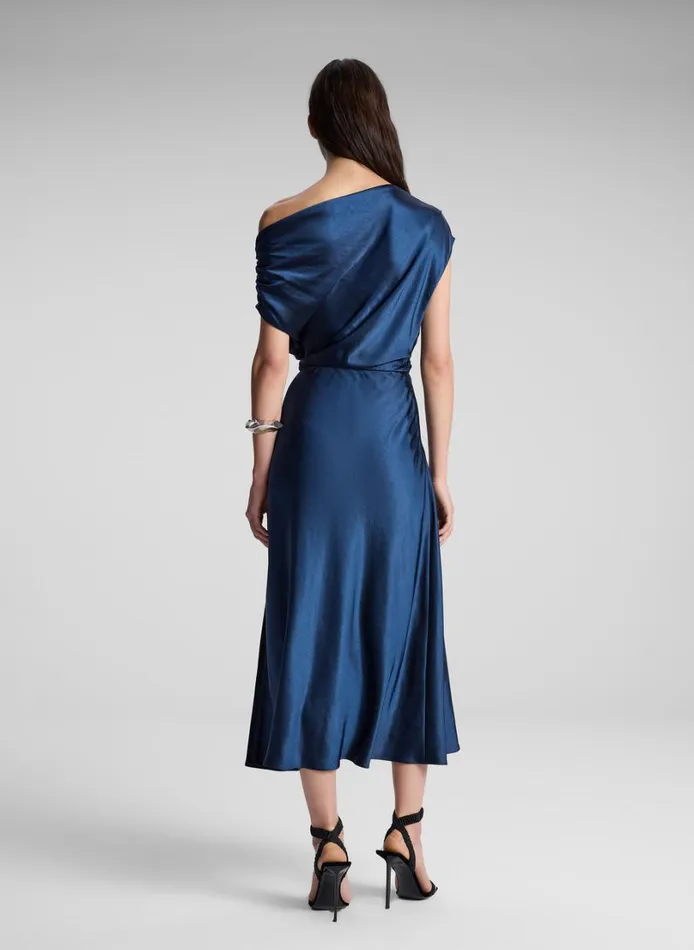Women Dresses ALC Jasmine Satin Midi Dress Dark Sapphire