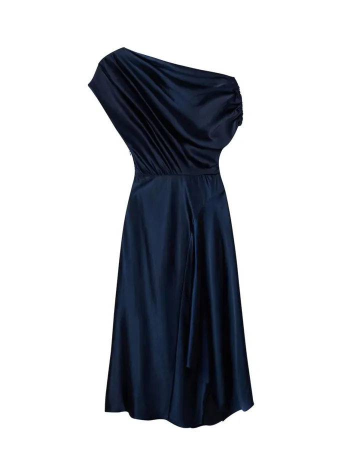 Women Dresses ALC Jasmine Satin Midi Dress Dark Sapphire