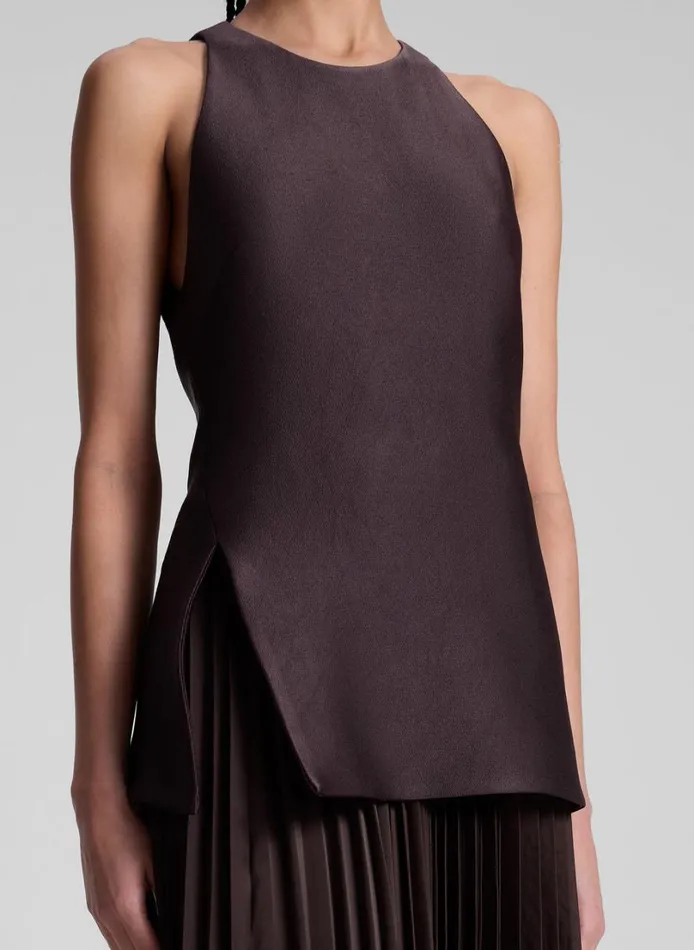 Women Dresses ALC Willow Pleated Midi Dress Chocolate Plum
