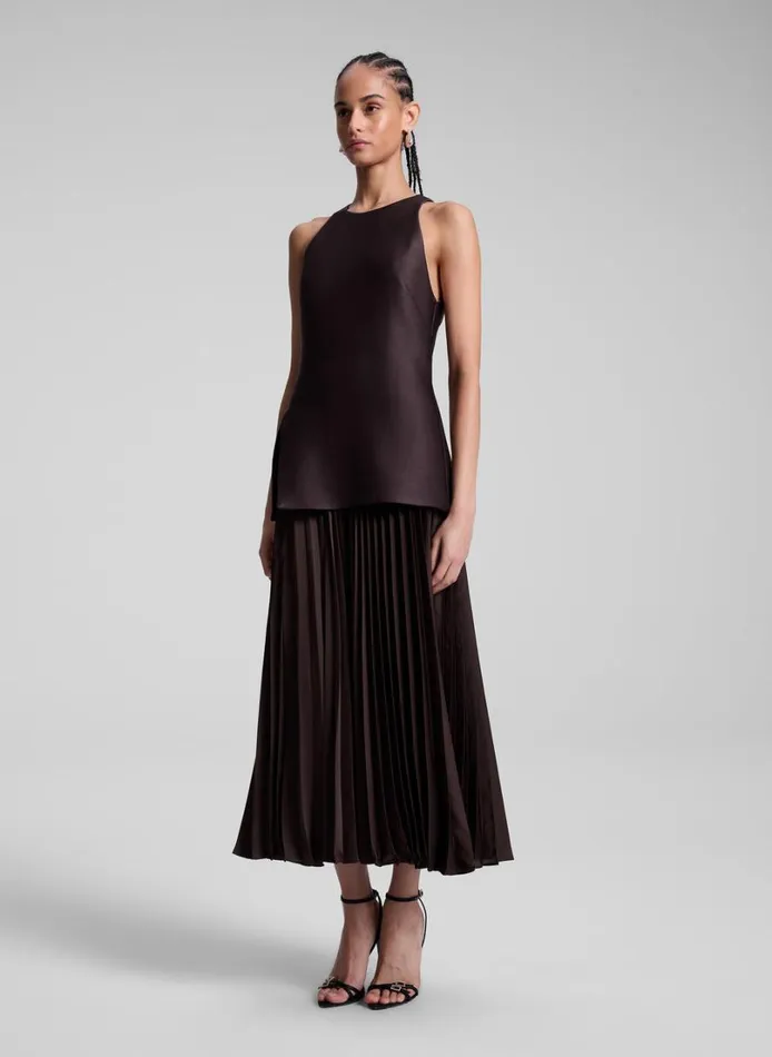 Women Dresses ALC Willow Pleated Midi Dress Chocolate Plum