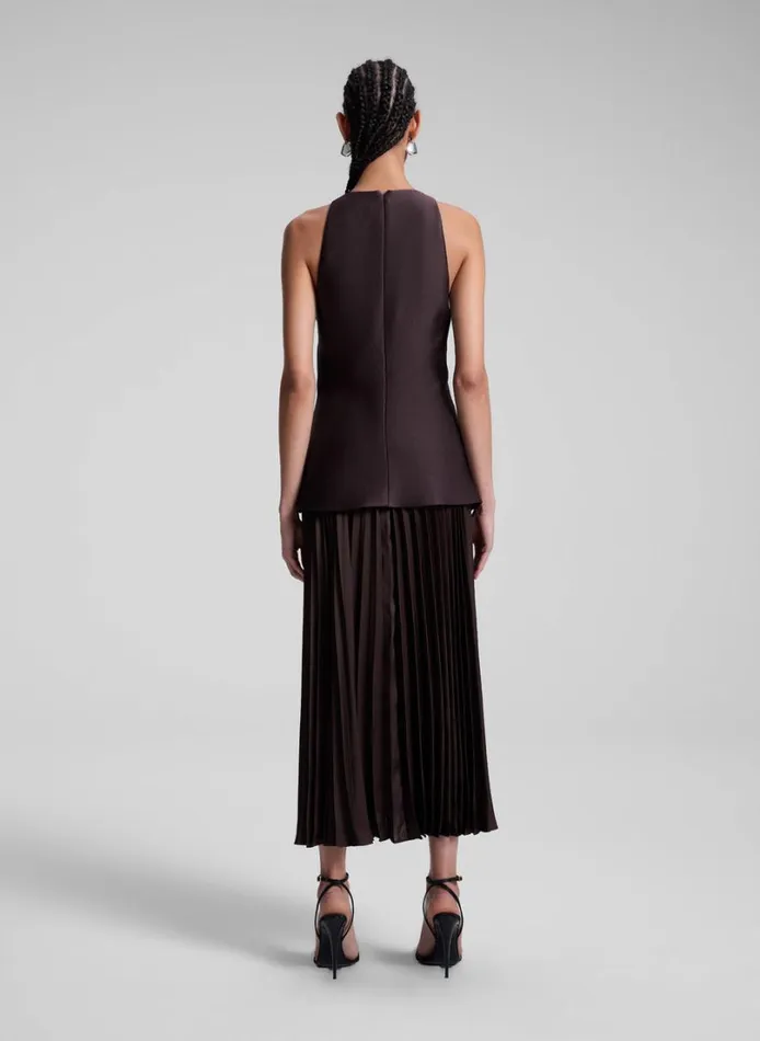 Women Dresses ALC Willow Pleated Midi Dress Chocolate Plum