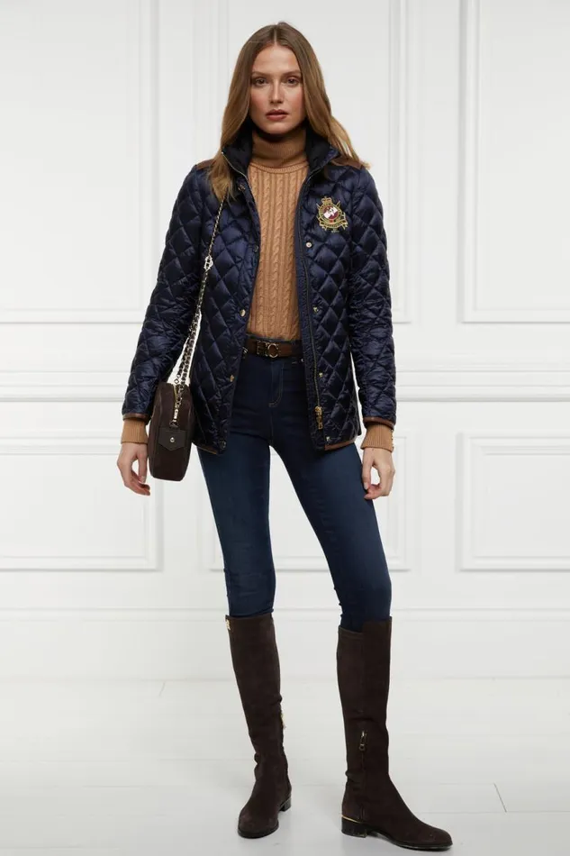WomenEquestrian Jackets Holland Cooper Diamond Quilt Classic Jacket Ink Navy WomenEquestrian Jackets Holland Cooper Diamond Quilt Classic Jacket Ink Navy