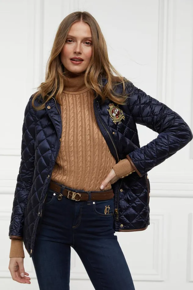 WomenEquestrian Jackets Holland Cooper Diamond Quilt Classic Jacket Ink Navy WomenEquestrian Jackets Holland Cooper Diamond Quilt Classic Jacket Ink Navy