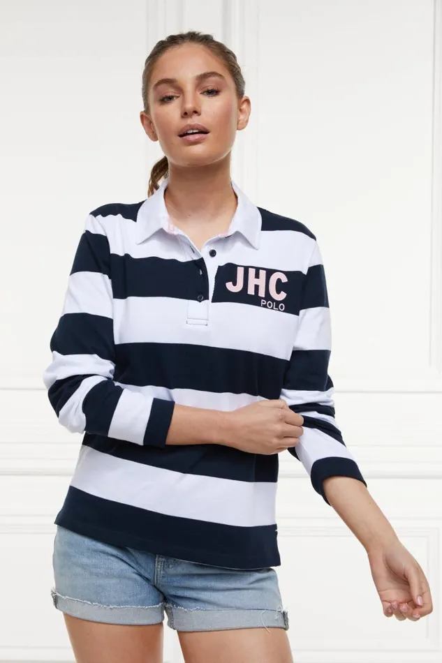 WomenEquestrian Polo Shirts Holland Cooper JHC Sweatshirt White Ink Navy WomenEquestrian Polo Shirts Holland Cooper JHC Sweatshirt White Ink Navy