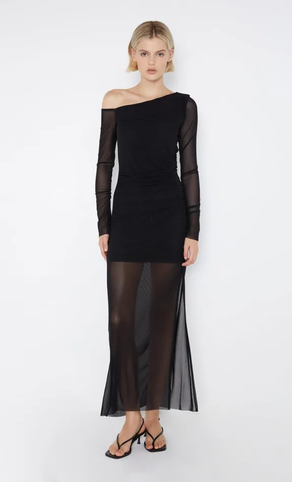 Women FAE ASYM LONG SLEEVE DRESS 8211 BLACK Bec Bridge Maxi Dresses