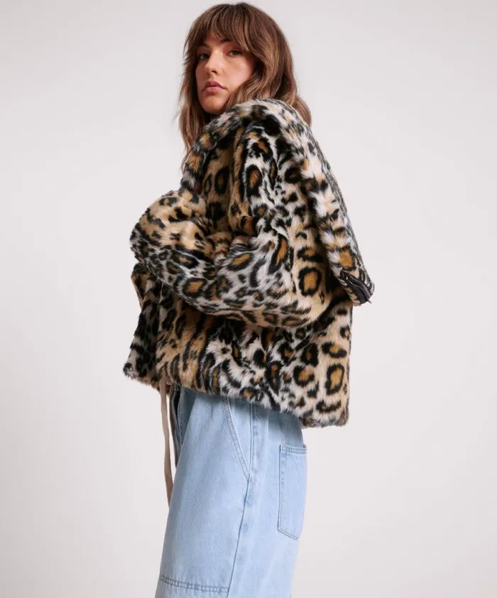 Women FAUX LEOPARD SPLIT HOOD JACKET One Teaspoon Jackets Women FAUX LEOPARD SPLIT HOOD JACKET One Teaspoon Jackets