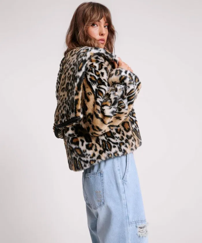 Women FAUX LEOPARD SPLIT HOOD JACKET One Teaspoon Jackets Women FAUX LEOPARD SPLIT HOOD JACKET One Teaspoon Jackets