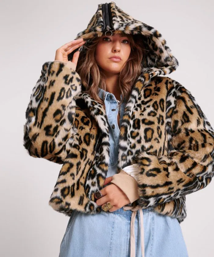 Women FAUX LEOPARD SPLIT HOOD JACKET One Teaspoon Jackets Women FAUX LEOPARD SPLIT HOOD JACKET One Teaspoon Jackets