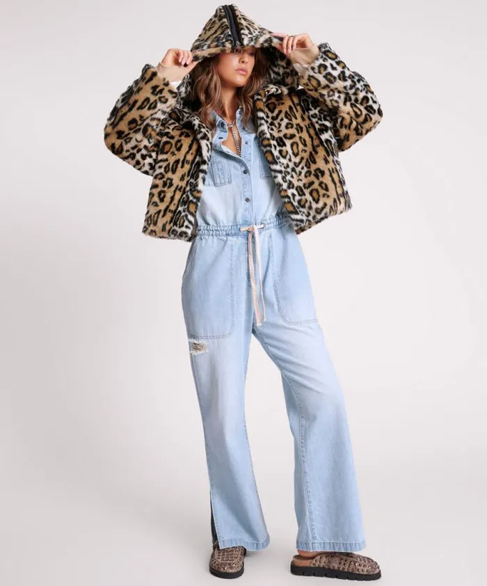Women FAUX LEOPARD SPLIT HOOD JACKET One Teaspoon Jackets Women FAUX LEOPARD SPLIT HOOD JACKET One Teaspoon Jackets