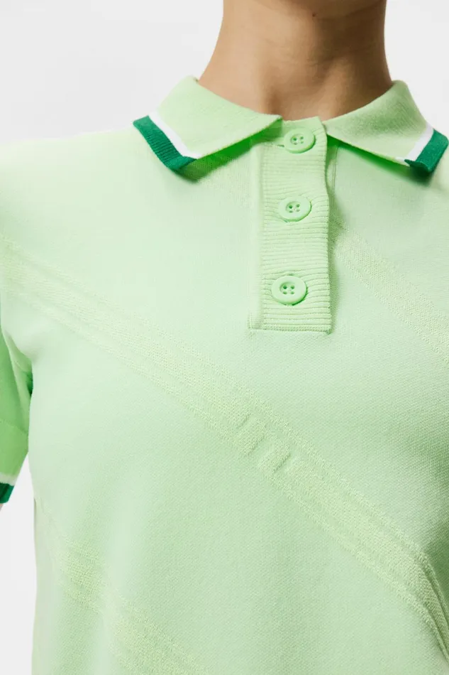Women Feline Knitted Shirt Patina Green JLindeberg Polo Shirts Women Feline Knitted Shirt Patina Green JLindeberg Polo Shirts
