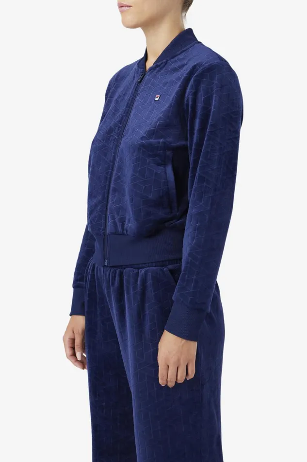 Women Fila Sweatshirts and Hoodies Zenaida Velour Track Jacket Fila Navy Women Fila Sweatshirts and Hoodies Zenaida Velour Track Jacket Fila Navy
