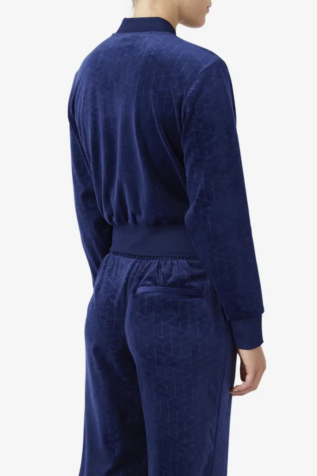 Women Fila Sweatshirts and Hoodies Zenaida Velour Track Jacket Fila Navy Women Fila Sweatshirts and Hoodies Zenaida Velour Track Jacket Fila Navy