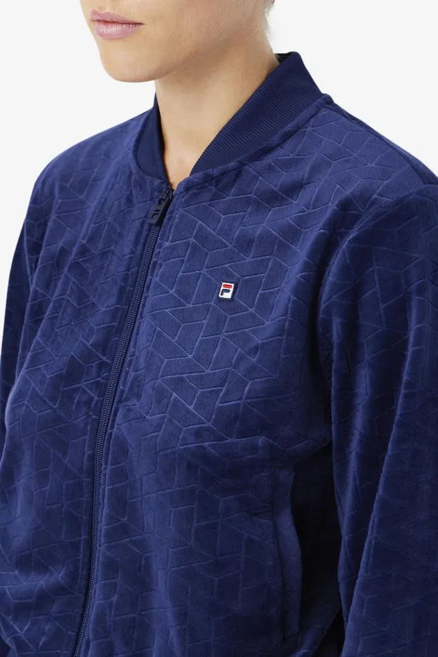 Women Fila Sweatshirts and Hoodies Zenaida Velour Track Jacket Fila Navy Women Fila Sweatshirts and Hoodies Zenaida Velour Track Jacket Fila Navy