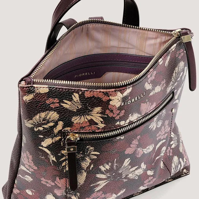 Women Finn Mini Backpack Metallic Floral Print Fiorelli Backpacks