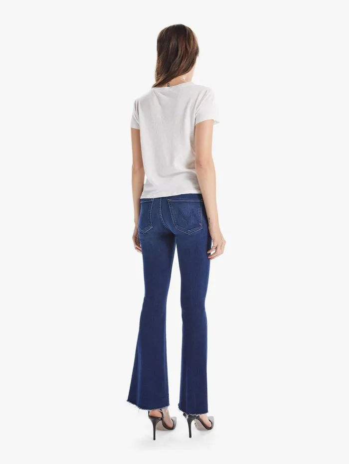 Women Flare Mother Denim The Weekender Fray Dark Blue