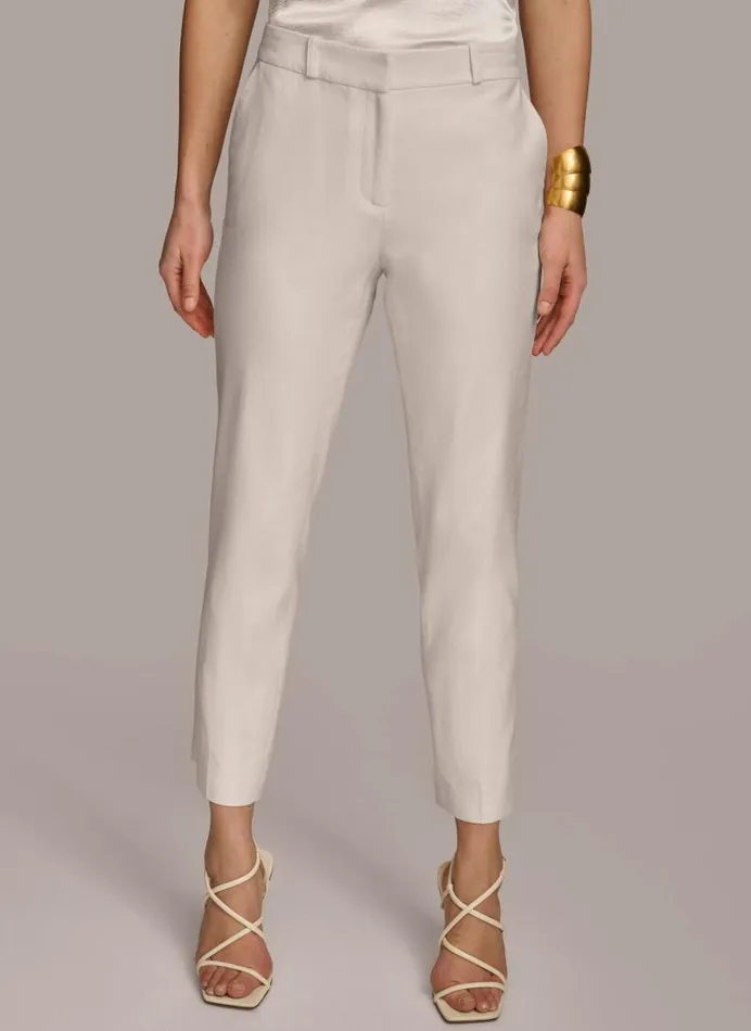 Women FLAT FRONT STRAIGHT PANT Cream Donna Karan New York Pants