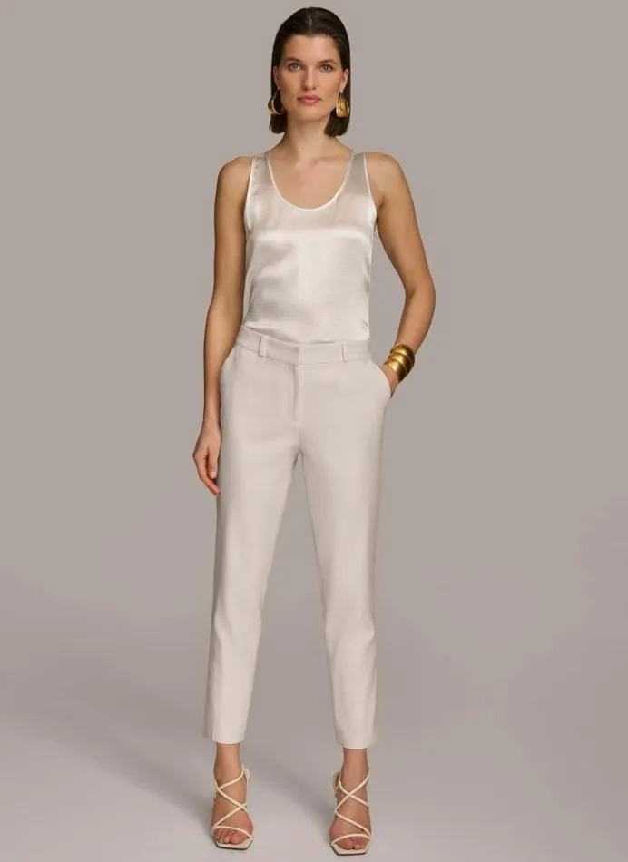 Women FLAT FRONT STRAIGHT PANT Cream Donna Karan New York Pants Women FLAT FRONT STRAIGHT PANT Cream Donna Karan New York Pants
