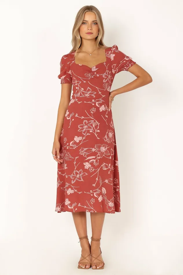 Women Franklin Dress Rust Floral Floral Dresses Petal and Pup