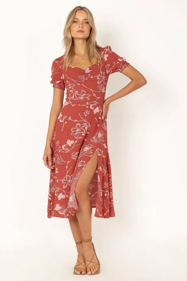 Women Franklin Dress Rust Floral Floral Dresses Petal and Pup