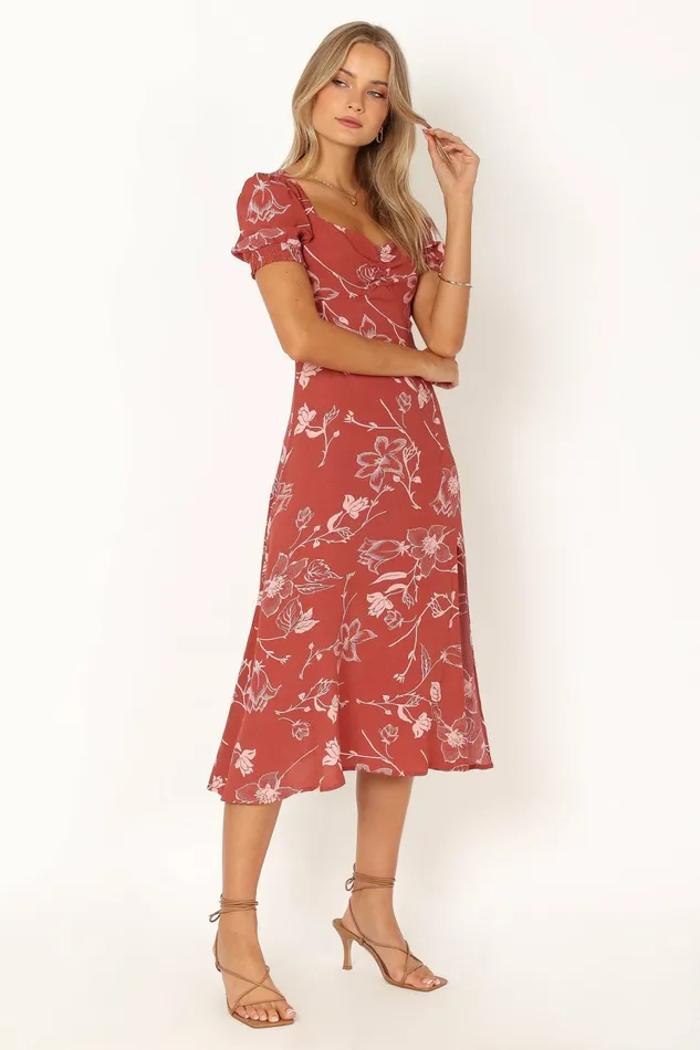 Women Franklin Dress Rust Floral Floral Dresses Petal and Pup