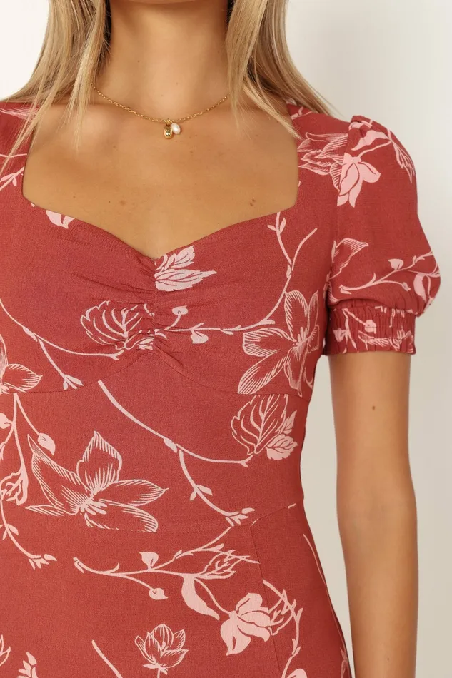 Women Franklin Dress Rust Floral Floral Dresses Petal and Pup