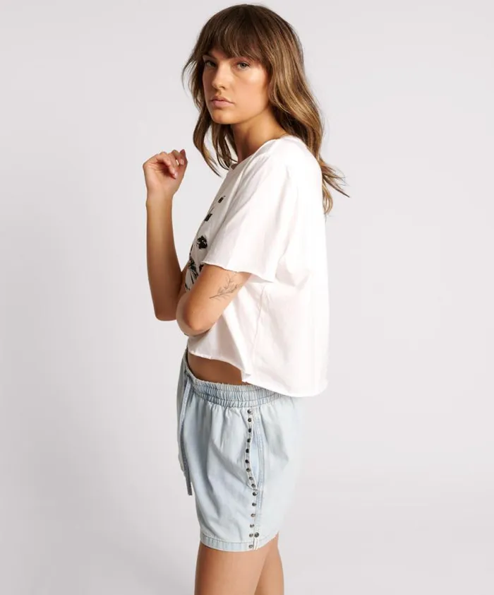 Women FREE LOVE CROPPED TEE One Teaspoon Basic Tees Women FREE LOVE CROPPED TEE One Teaspoon Basic Tees