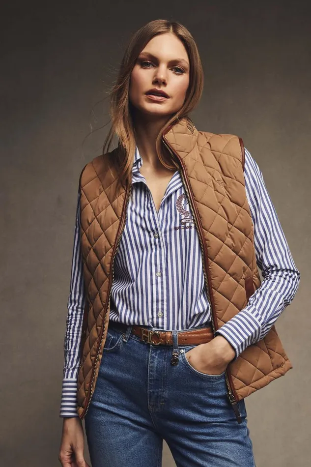 Women Gilets Holland Cooper Country Quilted Gilet Coffee