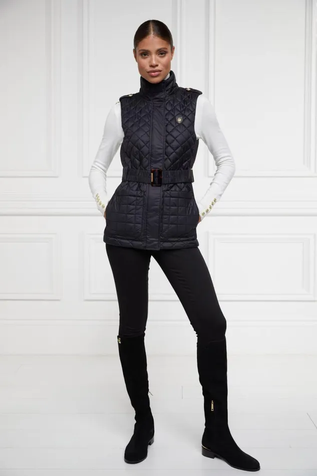 Women Gilets Holland Cooper Juliana Belted Gilet Black Women Gilets Holland Cooper Juliana Belted Gilet Black