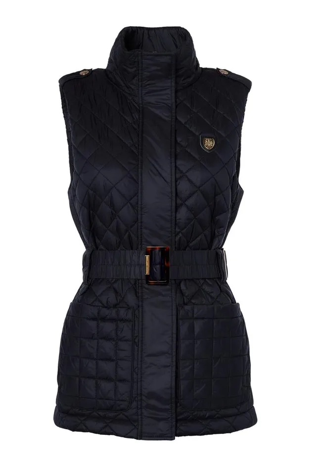 Women Gilets Holland Cooper Juliana Belted Gilet Black Women Gilets Holland Cooper Juliana Belted Gilet Black