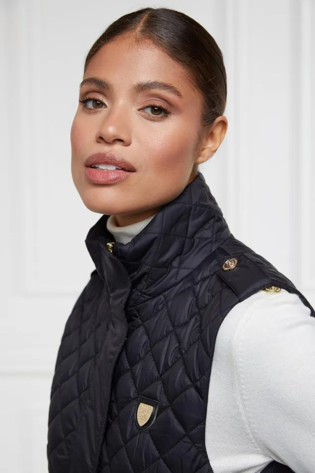 Women Gilets Holland Cooper Juliana Belted Gilet Black Women Gilets Holland Cooper Juliana Belted Gilet Black