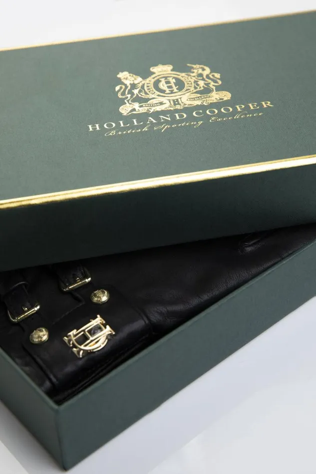 Women Gloves Holland Cooper Monogram Leather Gloves Black Women Gloves Holland Cooper Monogram Leather Gloves Black