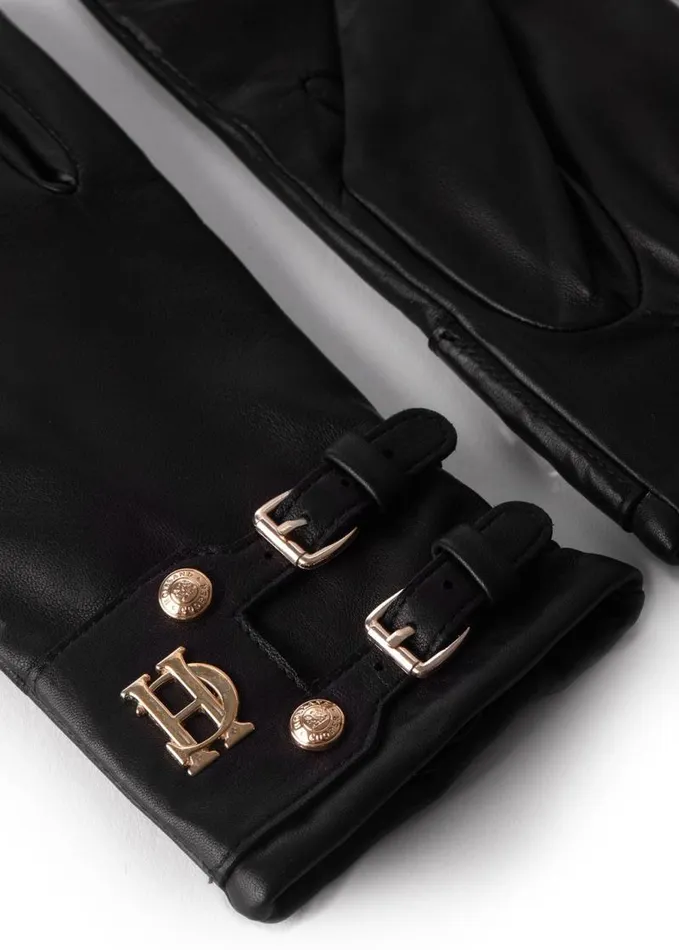 Women Gloves Holland Cooper Monogram Leather Gloves Black Women Gloves Holland Cooper Monogram Leather Gloves Black