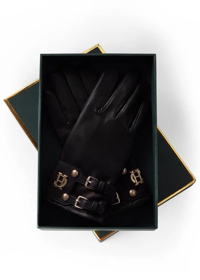 Women Gloves Holland Cooper Monogram Leather Gloves Black Women Gloves Holland Cooper Monogram Leather Gloves Black