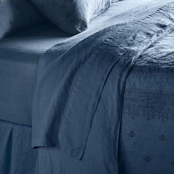 Women Gossamer Linen Flat Sheet Pearl Sundance Catalog Bedding and Bath