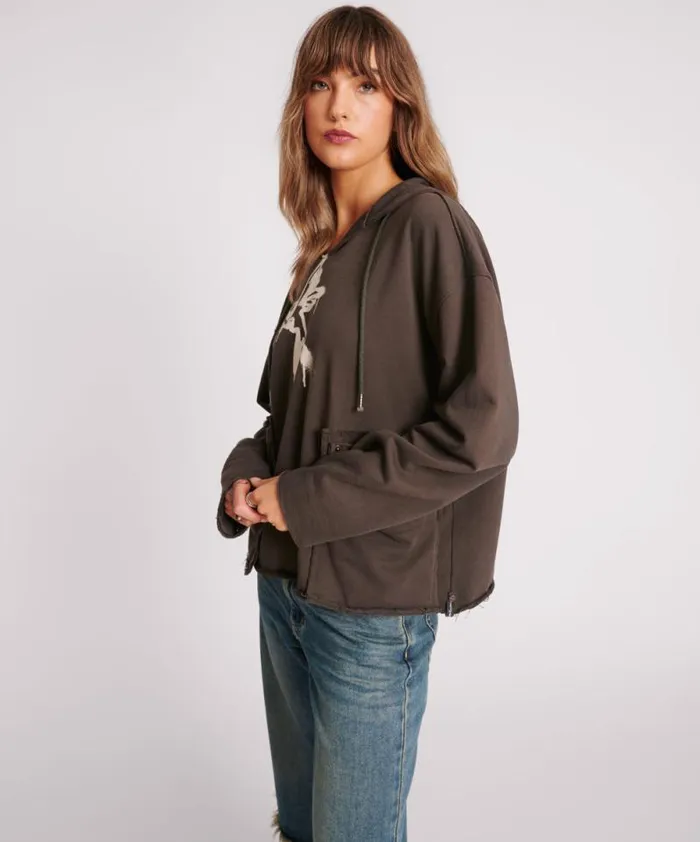 Women GRAFFITI BIRD OVERSIZED POCKET HOODIE One Teaspoon Hoodies And Sweats