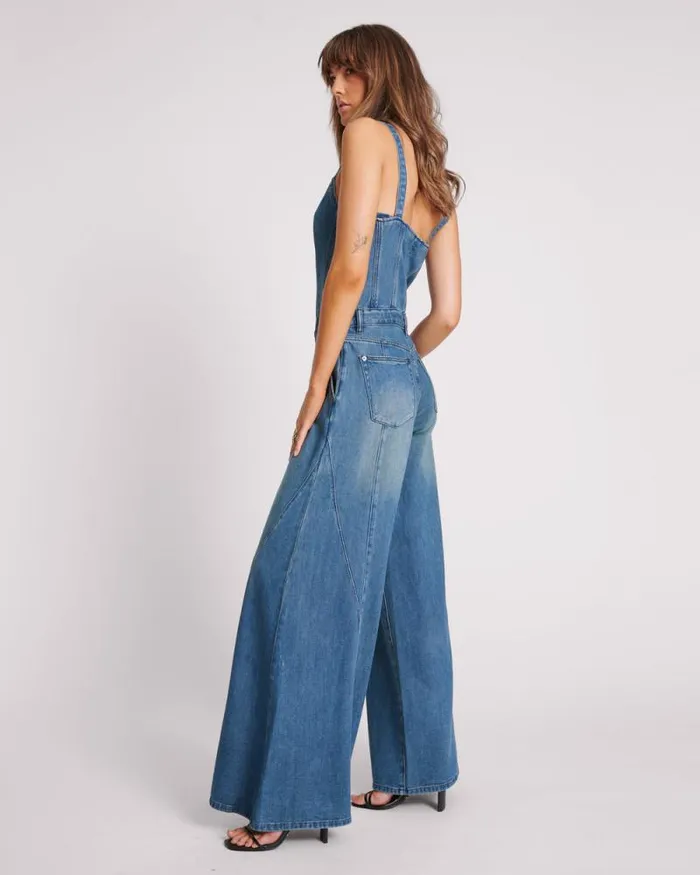 Women GRITTY BLUE FREIDA FIT N FLARE DENIM JUMPSUIT One Teaspoon Denim Jumpsuits Women GRITTY BLUE FREIDA FIT N FLARE DENIM JUMPSUIT One Teaspoon Denim Jumpsuits
