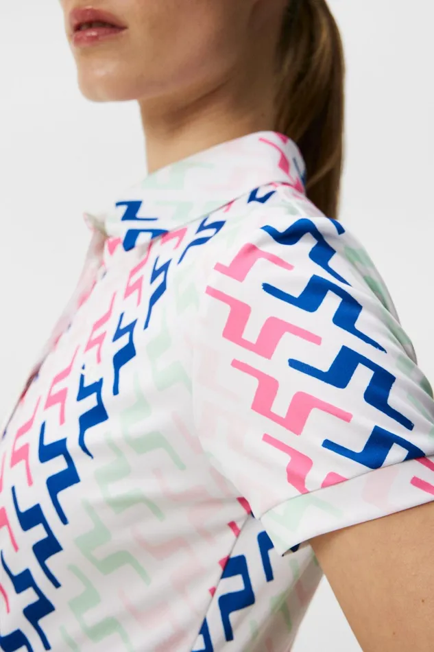 Women Hailey Print Polo Pink Painted Bridge JLindeberg Polo Shirts Women Hailey Print Polo Pink Painted Bridge JLindeberg Polo Shirts