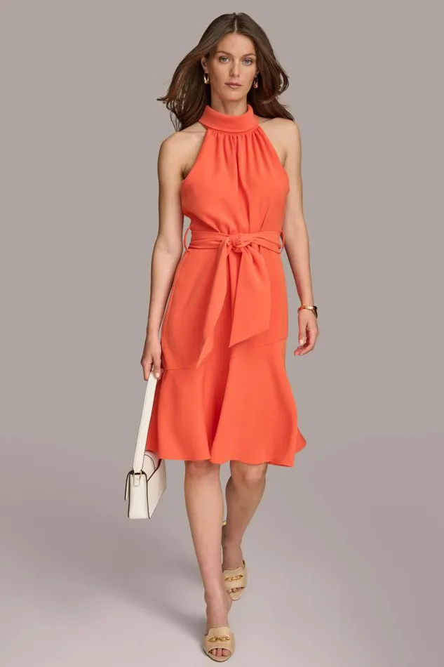 Women HALTER NECK A LINE DRESS WITH BELT Heat Donna Karan New York Dresses And Jumpsuits Women HALTER NECK A LINE DRESS WITH BELT Heat Donna Karan New York Dresses And Jumpsuits