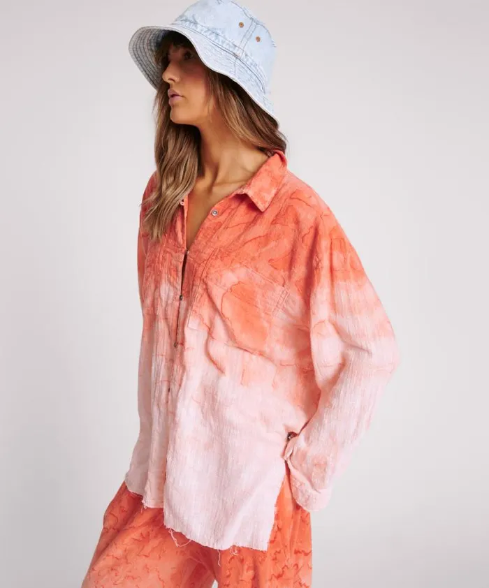 Women HAND PAINTED SUNSET MUSLIN LONGLINE SHIRT One Teaspoon Shirts Women HAND PAINTED SUNSET MUSLIN LONGLINE SHIRT One Teaspoon Shirts
