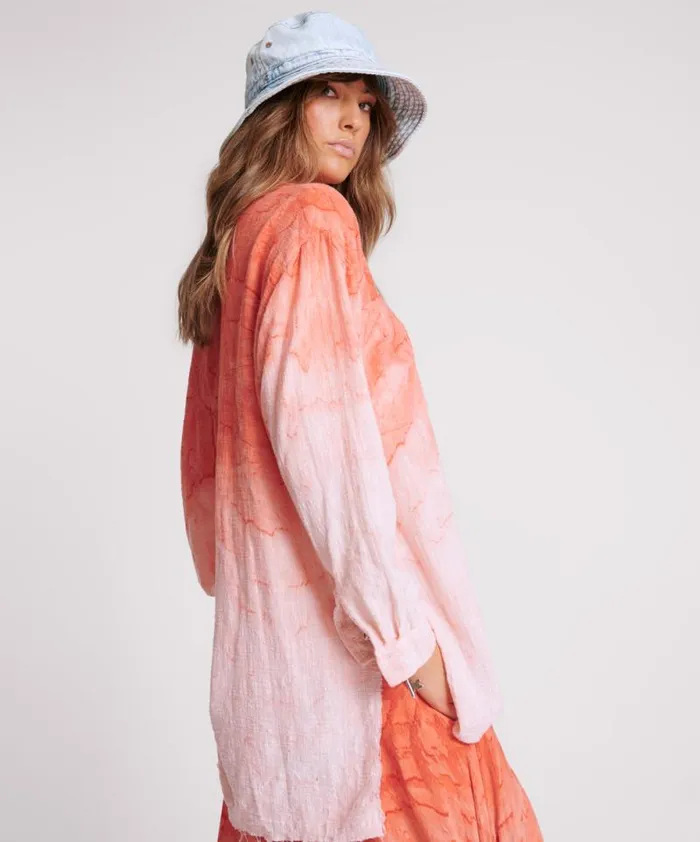 Women HAND PAINTED SUNSET MUSLIN LONGLINE SHIRT One Teaspoon Shirts Women HAND PAINTED SUNSET MUSLIN LONGLINE SHIRT One Teaspoon Shirts