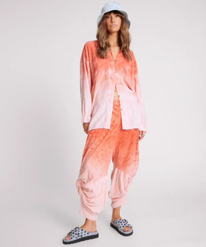 Women HAND PAINTED SUNSET MUSLIN LONGLINE SHIRT One Teaspoon Shirts Women HAND PAINTED SUNSET MUSLIN LONGLINE SHIRT One Teaspoon Shirts