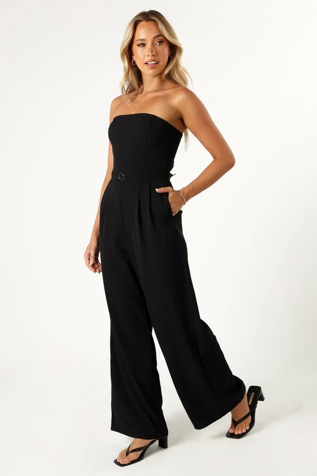 Women Hansen Strapless Jumpsuit Black Jumpsuits and Rompers Petal and Pup
