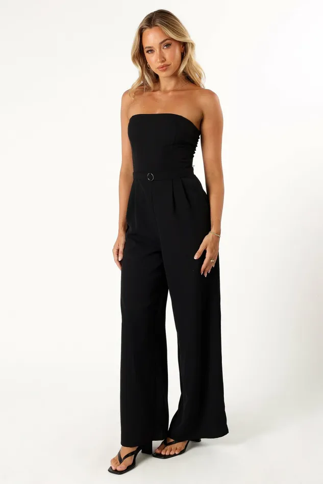 Women Hansen Strapless Jumpsuit Black Jumpsuits and Rompers Petal and Pup