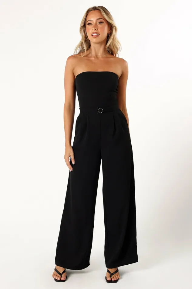 Women Hansen Strapless Jumpsuit Black Jumpsuits and Rompers Petal and Pup