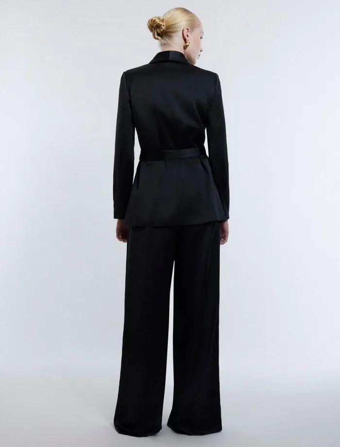 Women Harrison Satin Blazer Black BCBG Suiting Women Harrison Satin Blazer Black BCBG Suiting